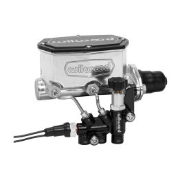 Compact Tandem M/C w/Bracket and Valve - Media Burnished - 1-1/8" Bore - Power Brakes